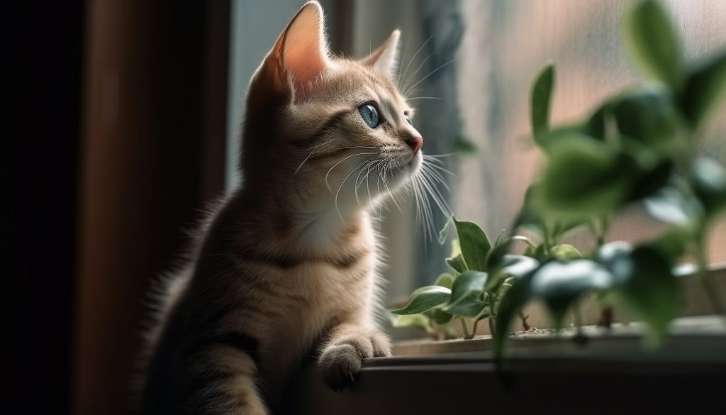 a charming kitten with fluffy fur and alert blue eyes generated by ai a charming kitten with fluffy fur and alert blue eyes generated by ai